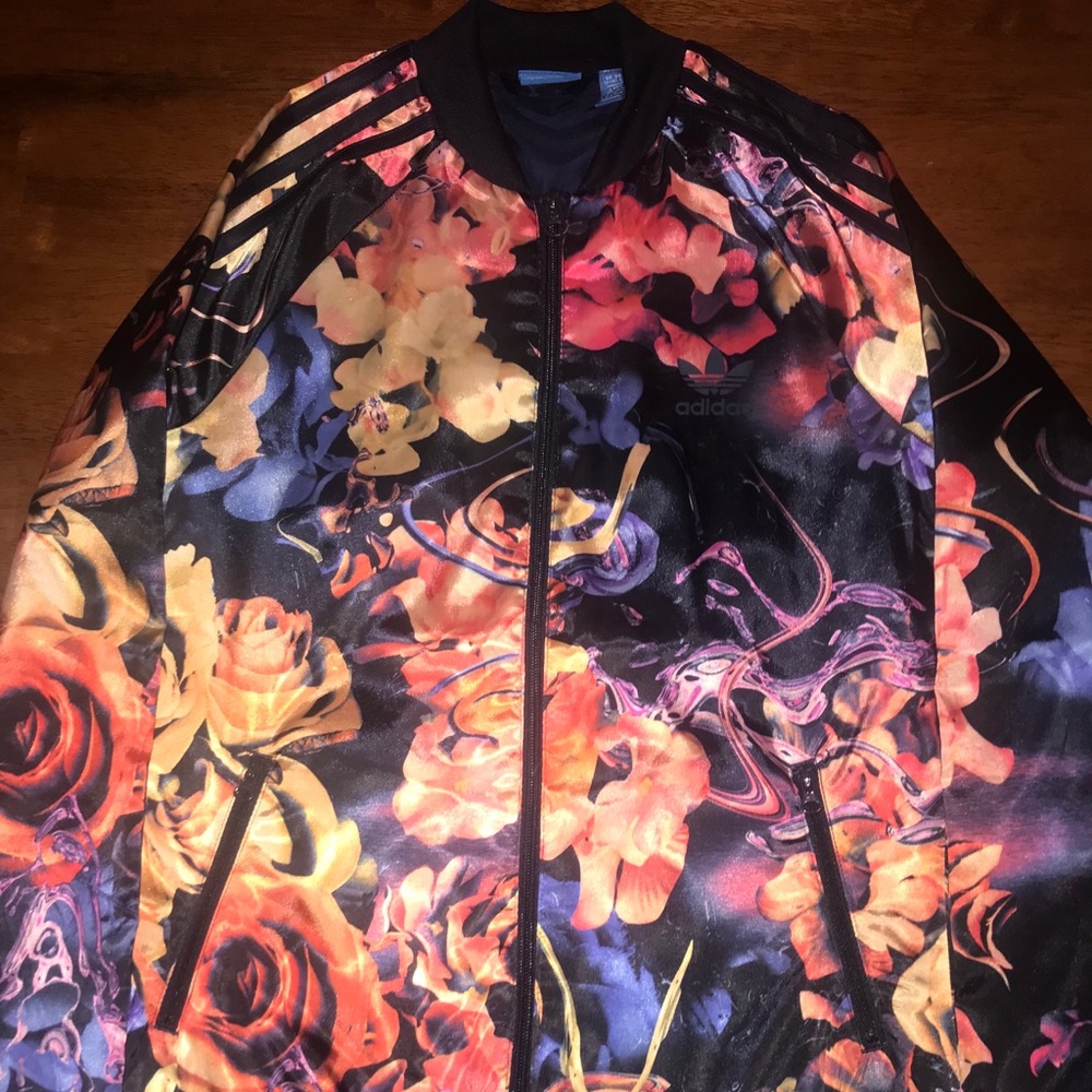 Adidas floral bomber jacket